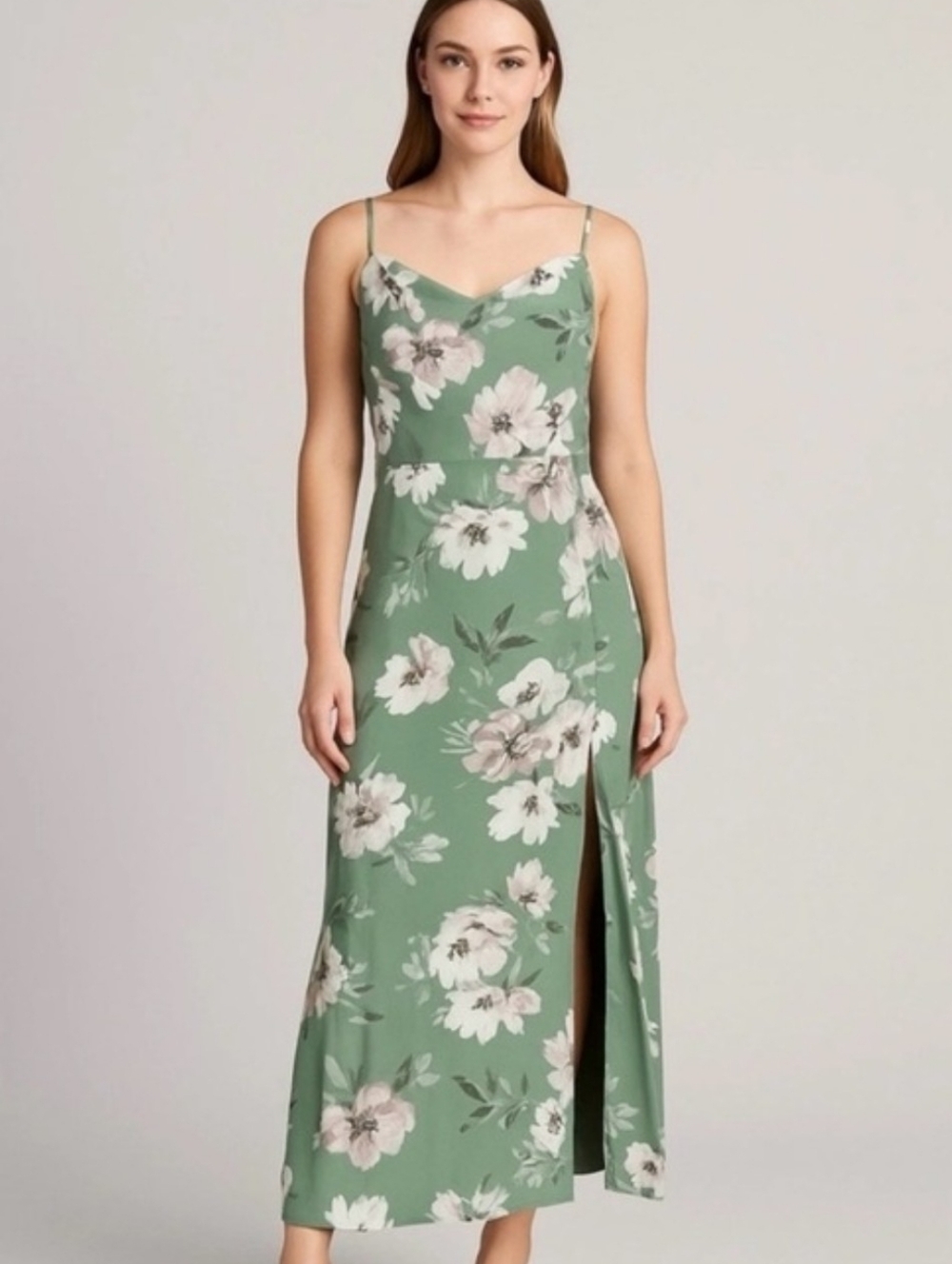 Abercrombie & Fitch Sage Green Floral Midi Slip Dress Sz SP NWT